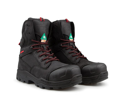 Botte de travail cuir noir robuste pour le chantier, ++ HUGOSTRONG X Kingtreads Ranger allie protection composite, semelle KEVLAR. Pour tout type de travail. 