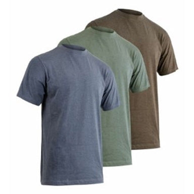 Ensemble de 3 t-shirts de travail Lincoln Hugo Strong pour homme. Confort, résistance et polyvalence au quotidien, en vert, marron et kaki.