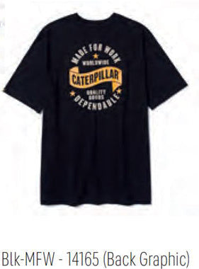 T-shirt graphique CAT Workwear : confort durable, coton recyclé et style authentique pour le travail et les loisirs.