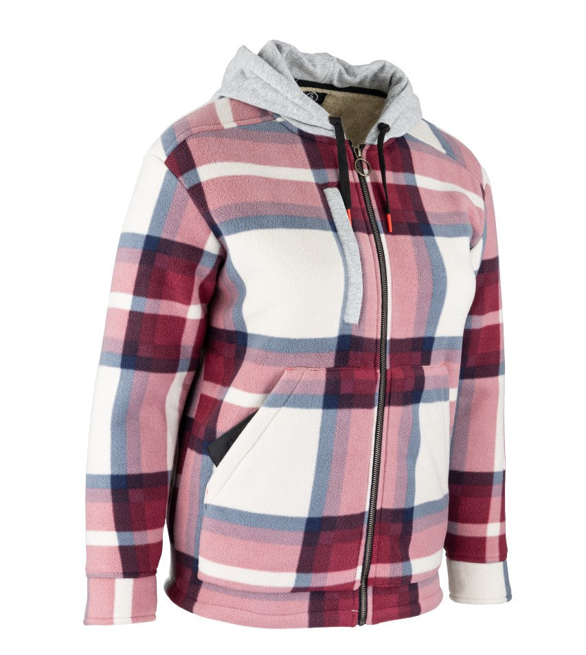 Chemise doublée sherpa Loan pour femme collection Hugo Strong. Chaleur, confort et look tendance bordeaux. Parfaite pour l’école, les sorties et les journées fraîches.