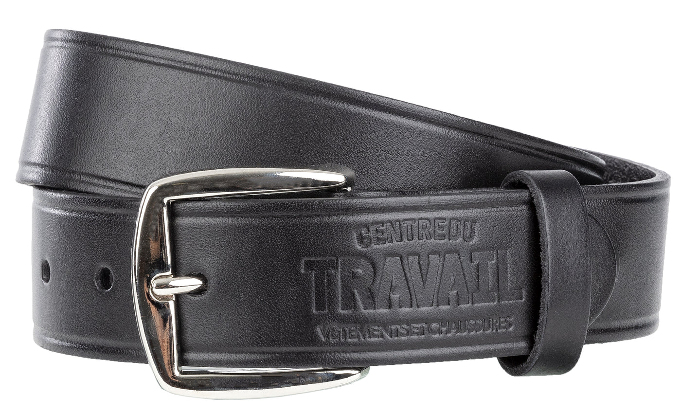 Italian leather belt with logo (for men and women)